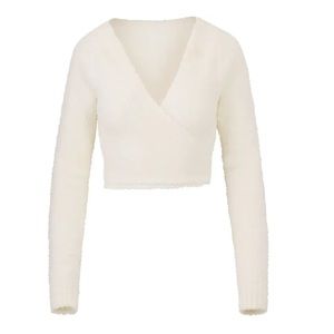 SKIMS Cozy Knit Wrap Top in BONE